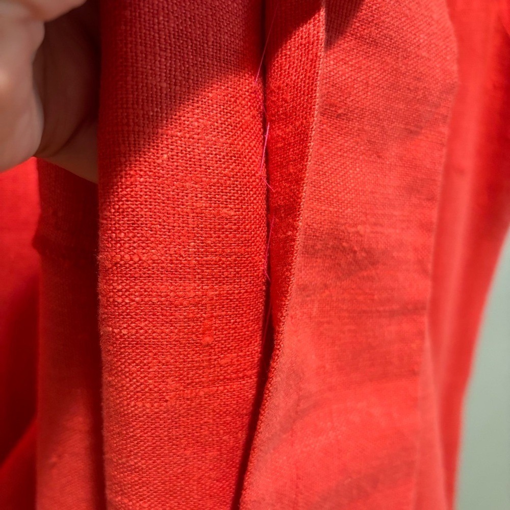 Sleeveless Red Linen Shift Dress - Classic Collared Design - Picture 5 of 10